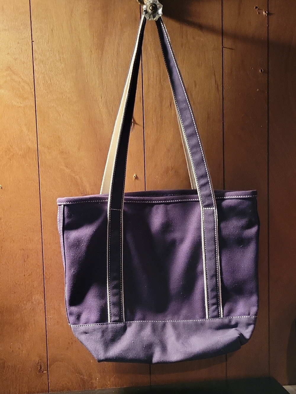 Lands' End Purple Canvas Tote with Contrast Straps - Picture 2 of 8
